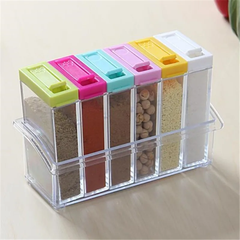 Commercial Kitchen Utensil Organizer - 투명 조미료 6 그리드 조미료 상자
