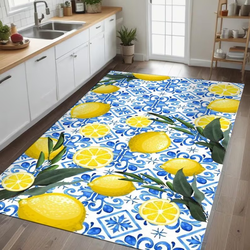 Commercial Kitchen Tile Flooring - 밝은 여름 지중해 레몬 타일 카펫