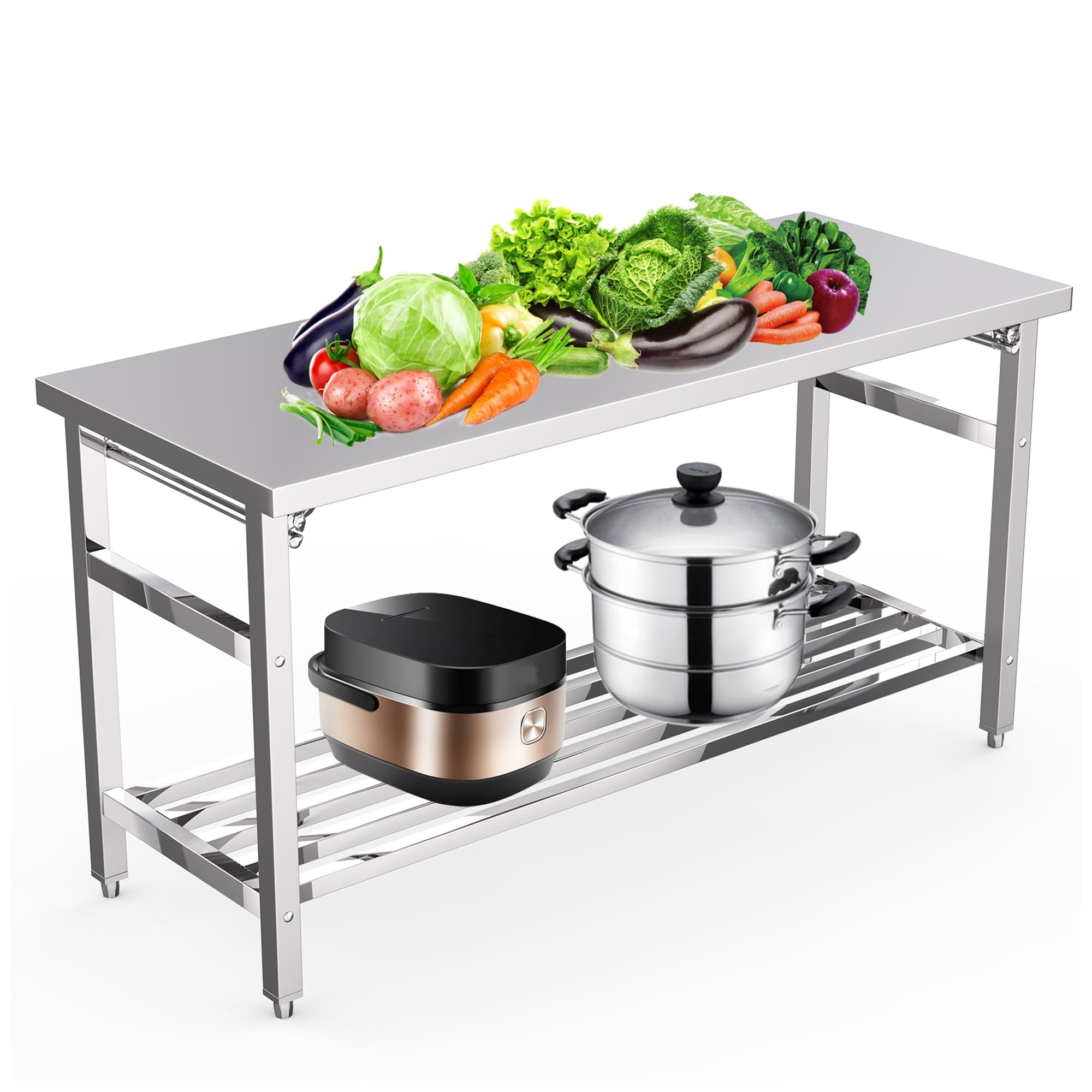 Commercial Kitchen Tables - 60인치×24인치 접이식 스테인리스 스틸 준비대, NSF