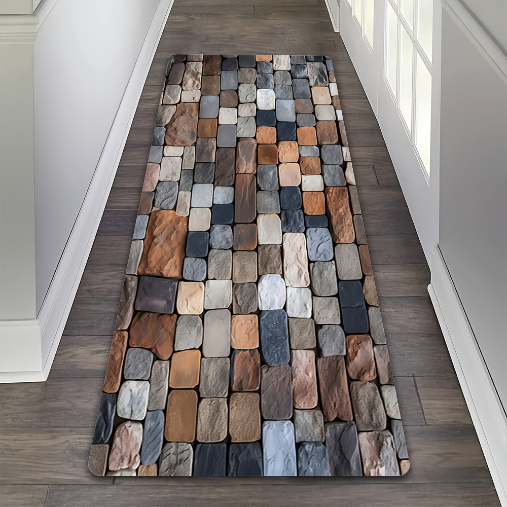 Commercial Kitchen Tile Flooring - 믹스 컬러 조약돌 복도 러그, 러스틱