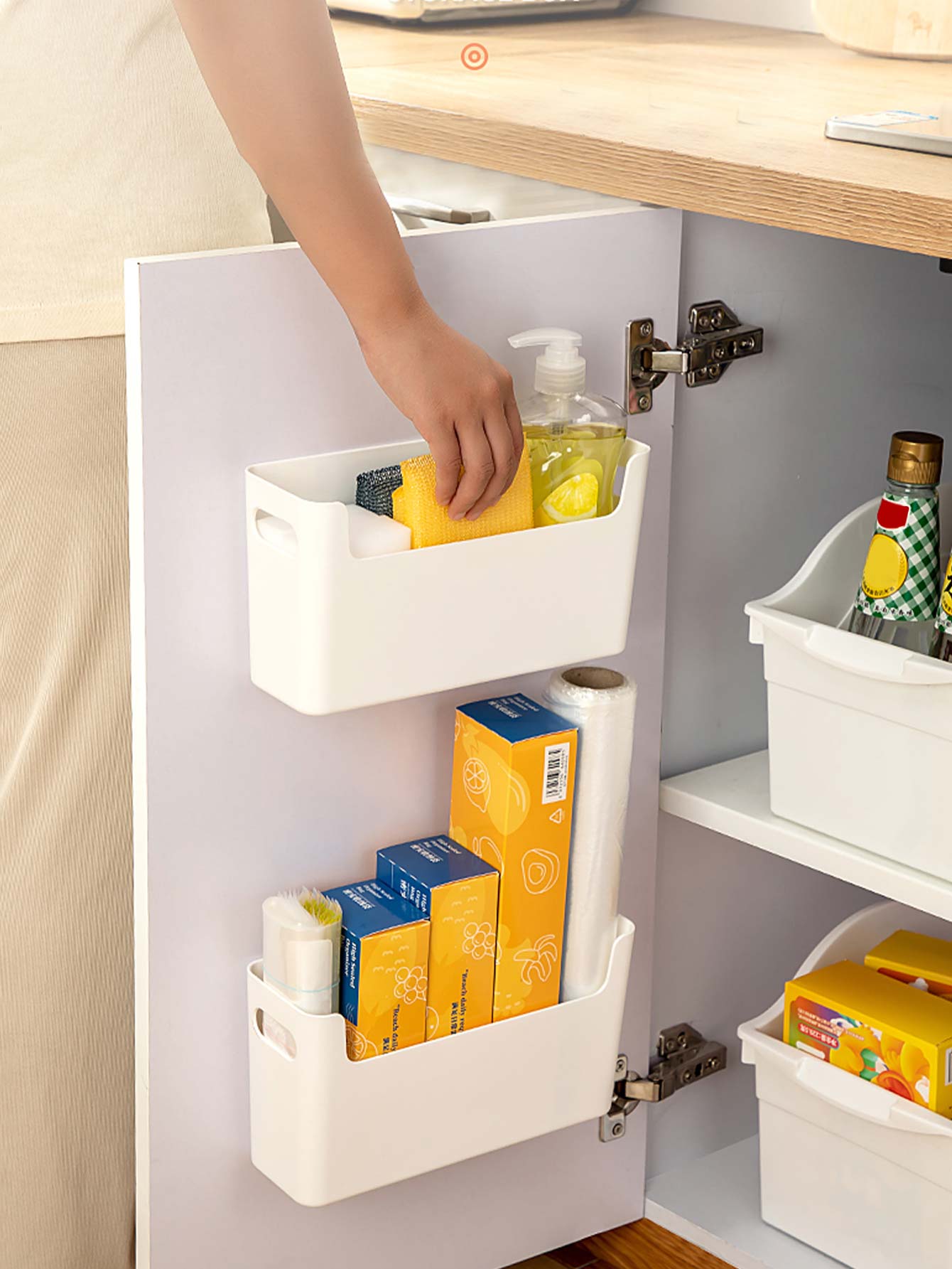 Commercial Kitchen Utensil Organizer - 펀치프리 캐비닛 도어 정리함 플라스틱 벽걸이