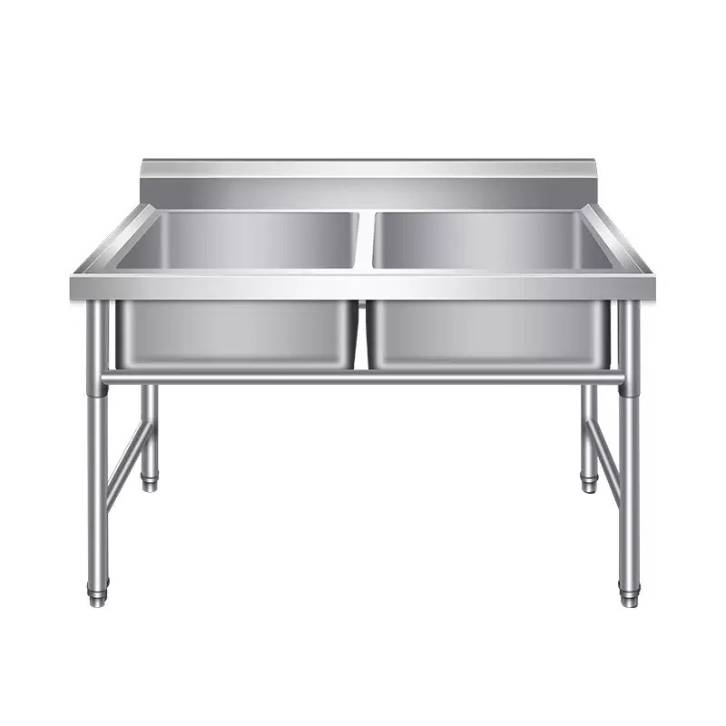 Commercial Kitchen Tables - 상업용 주방 스테인리스 작업대(더블 싱크 포함)