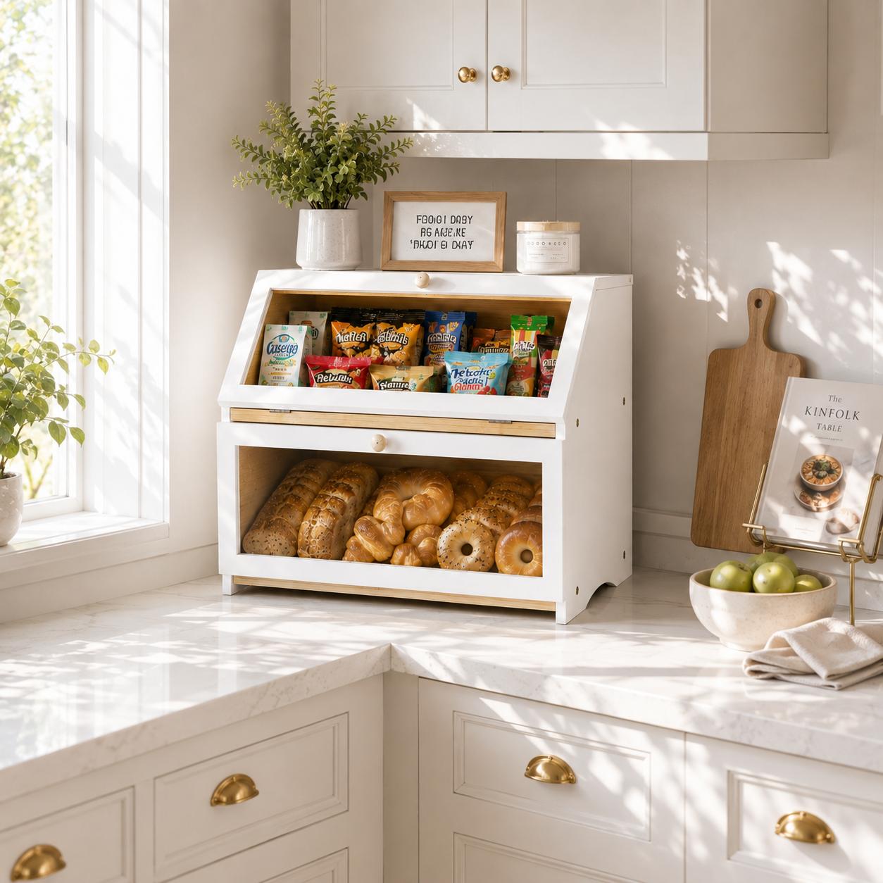 HOMEKOKO 주방 조리대용 이중 레이어 빵 보관함, - Commercial Kitchen Utensil Organizer 리뷰 및 가격