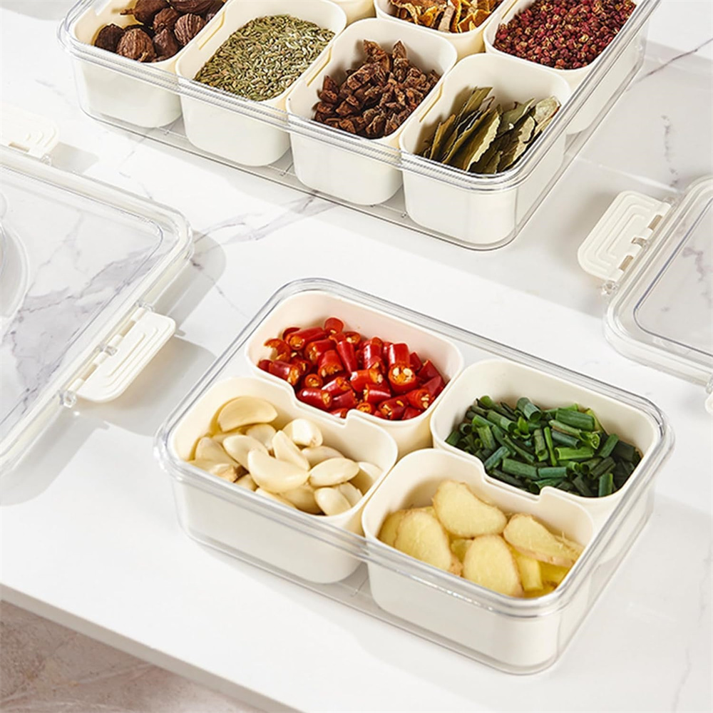 휴대용 식품 보관함, 스낵 보관함, 뚜껑이 있는 4칸, - Commercial Kitchen Utensil Organizer 리뷰 및 가격