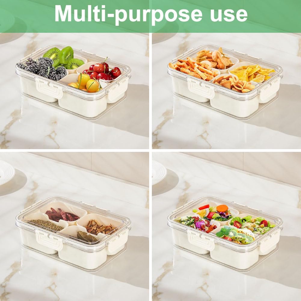 휴대용 식품 보관함, 스낵 보관함, 뚜껑이 있는 4칸, - Commercial Kitchen Utensil Organizer 리뷰 및 가격
