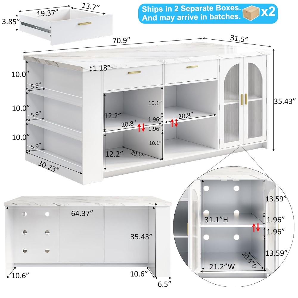 71인치 대형 주방 아일랜드(수납공간 포함), 화이트  - Commercial Kitchen Tables 리뷰 및 가격