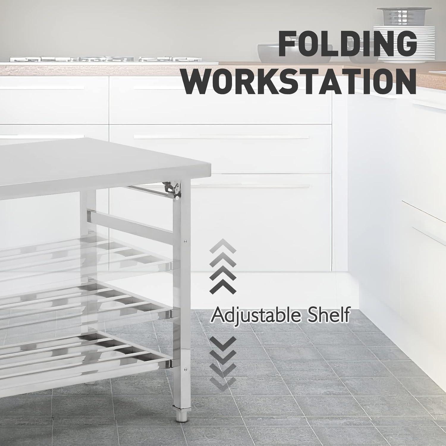 60인치×24인치 접이식 스테인리스 스틸 준비대, NS - Commercial Kitchen Tables 리뷰 및 가격