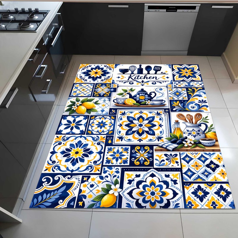 지중해 모자이크 타일 주방 러그 레몬 티팟 꽃무늬 아트 - Commercial Kitchen Tile Flooring 리뷰 및 가격