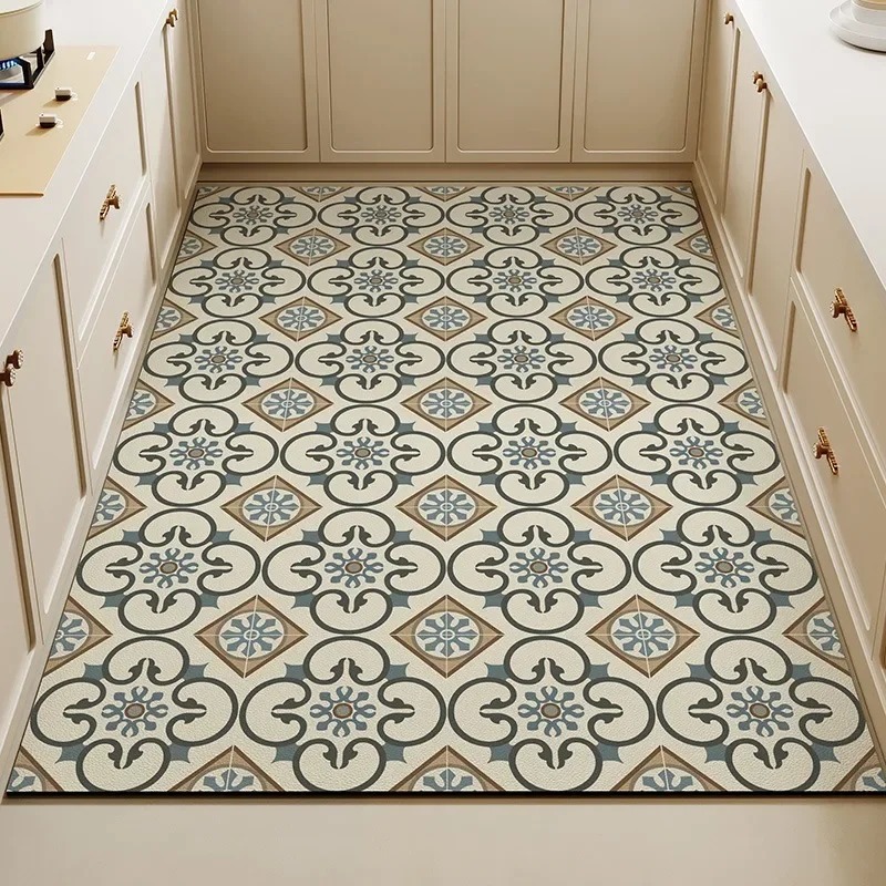 빈티지 꽃무늬 타일 프린트 주방 바닥 매트, 미끄럼 방 - Commercial Kitchen Tile Flooring 리뷰 및 가격