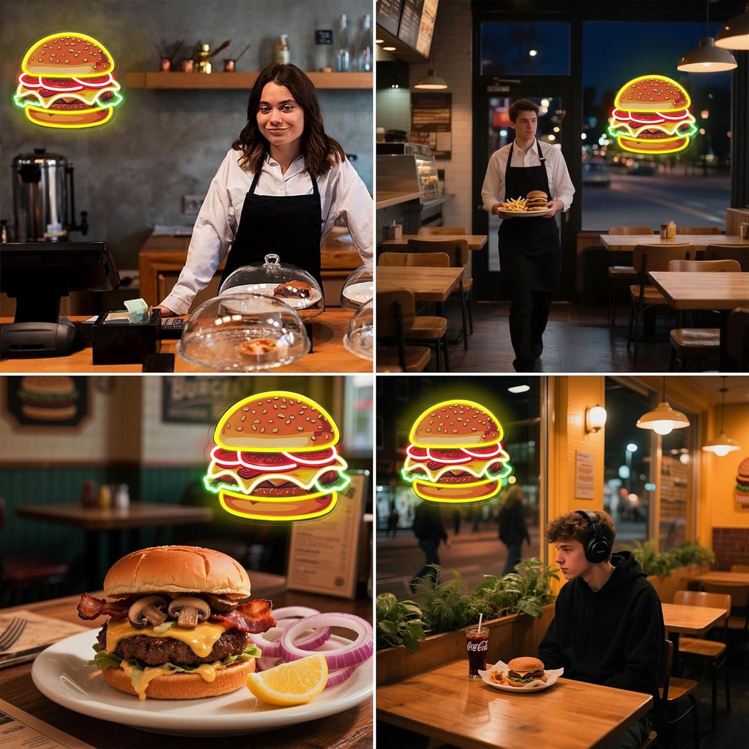 버거 네온사인 LED 햄버거 벽등 레스토랑 바 주방 패 - Commercial Kitchen Lights 리뷰 및 가격